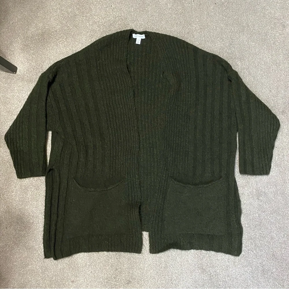 TopShop Green Oversized Open Front Knit Cardigan Size S